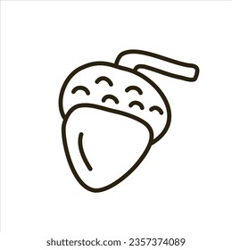 Vector black line illustration of a acorn.