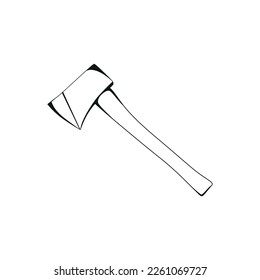 Ilustración vectorial de la línea negra del hacha del minero aislado en fondo blanco