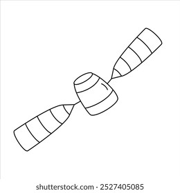Ilustração vetorial em linha preta do satélite.