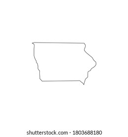 Vector black line Iowa state map isolated on white background