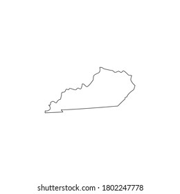 Vector black line Kentucky state map isolated on white background