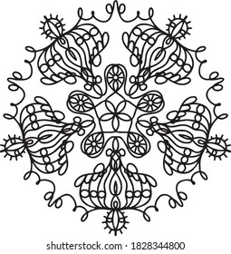 vector black line mandala for drawing