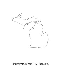 Mapa del estado de Michigan de la línea negra del vector aislado en fondo blanco