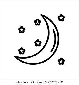 Vector black line moon icon