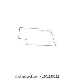 Vector black line Nebraska state map isolated on white background