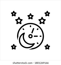 Vector black line night time icon