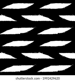 Vector black line on seamless pattern. Free brush spots background. Strips art imitation.