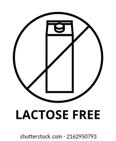 Vector black line or outline symbol or icon of lactose-free label icon. Cow milk allergy, cow's milk allergen. Healthy food, food allergies, intolerances, allergen. Dietary concept, lactose free.