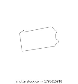 Vector black line Pennsylvania state map isolated on white background