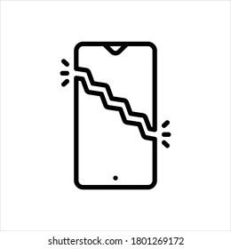 Vector black line phone break icon