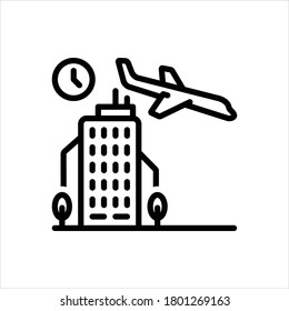 Vector black line plane arrival icon