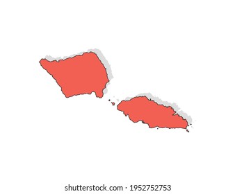 Línea negra vectorial y mapa rojo de Samoa.