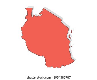 Vector black line and red map of Tanzania.