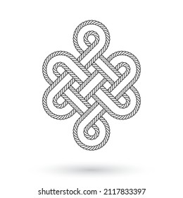 Vector black line rope like tibetan symbol. Isolated on white background.