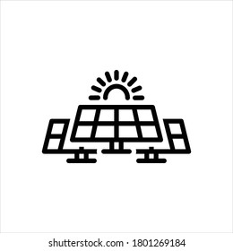 Icono de energía solar de la línea negra del vector