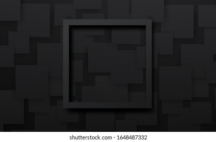 vector black and line square background with shadow, grunge surface-illustration, abstract, glow blue light, copy space