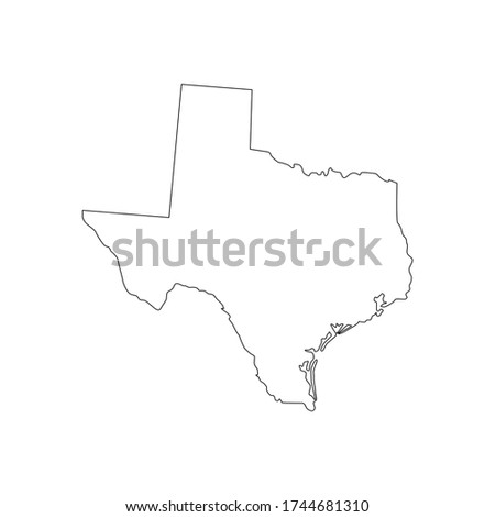 Vector black line Texas state map isolated on white background
