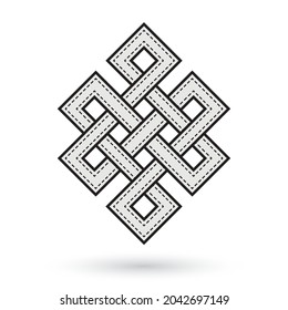 Vector black line tibetan geometric symbol. Isolated on white background.b