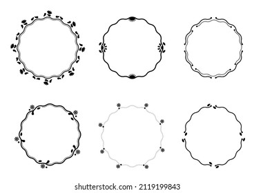 Vector of black line vintage frame set for decoration.