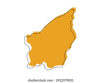 Vector black line and yellow map of San Marino.