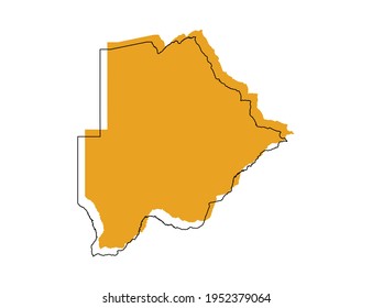 Vector black line and yellow map of Botswana