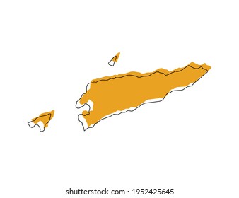 Vektorschwarze Linie und gelbe Karte von Osttimor