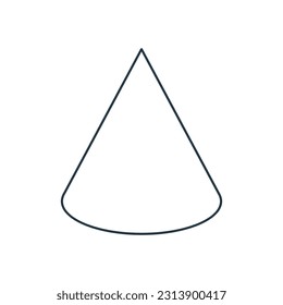 Vector black linear cone for game, icon, package design, logo, mobile, ui, web, education. Outline. Geometric figures.