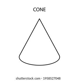 Vector black linear cylinder for game, icon, package design, logo, mobile, ui, web, education. Conical pyramid on a white background. Geometric figures for your design. Outline.