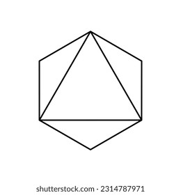 Octaedro lineal negro vectorial para juego, icono, diseño de paquetes, logotipo, móvil, ui, web, educación. Esquema. Cifras geométricas.
