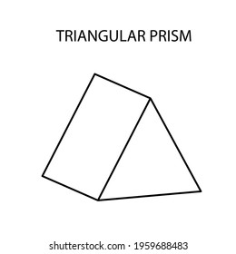Vector black linear triangular prism for game, icon, package design, logo, mobile, ui, web, education. Triangular prism on a white background. Geometric figures for your design. Outline.