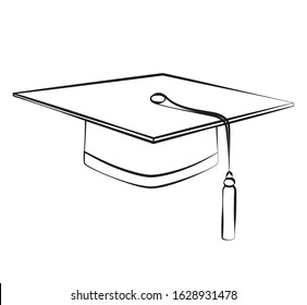 Vector Black Lines Graduation Student Hats Stock Vector (Royalty Free ...