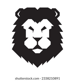 Vector black lion head on white background.