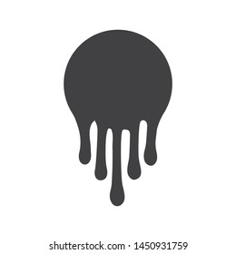 Vector black liquid drops. Paint leak vector flat illustration. Paint drip stickers or circle labels.