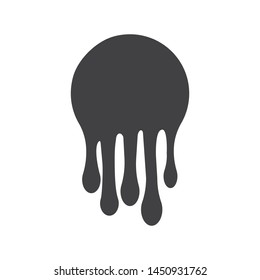 Vector black liquid drops. Paint leak vector flat illustration. Paint drip stickers or circle labels.