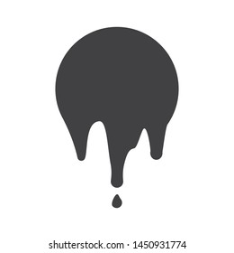 Vector black liquid drops. Paint leak vector flat illustration. Paint drip stickers or circle labels.