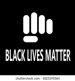 Vector "Black Lives Matters" with a clenched fist. Black and white illustration