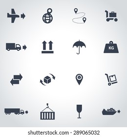 Vector black logistic icon set.