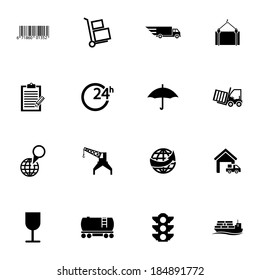Vector black  logistic icons set on white background