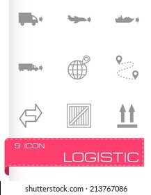 Vector black logistic icons set on white background