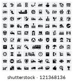 vector black logistic and shipping icon set