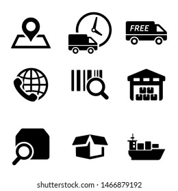 vector black logistic and shipping icon set