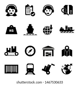 vector black logistic and shipping icon set