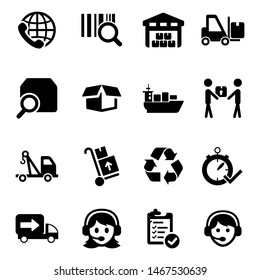 vector black logistic and shipping icon set