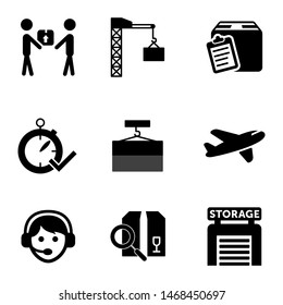 vector black logistic and shipping icon set