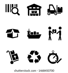 vector black logistic and shipping icon set
