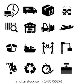 vector black logistic and shipping icon set