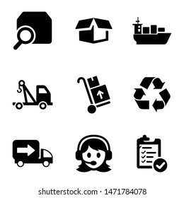 vector black logistic and shipping icon set