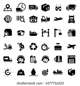 vector black logistic and shipping icon set