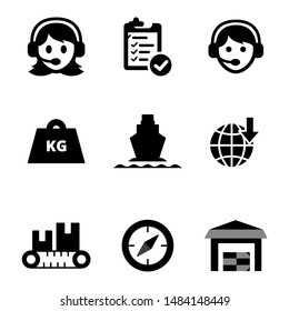 vector black logistic and shipping icon set