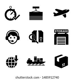 vector black logistic and shipping icon set